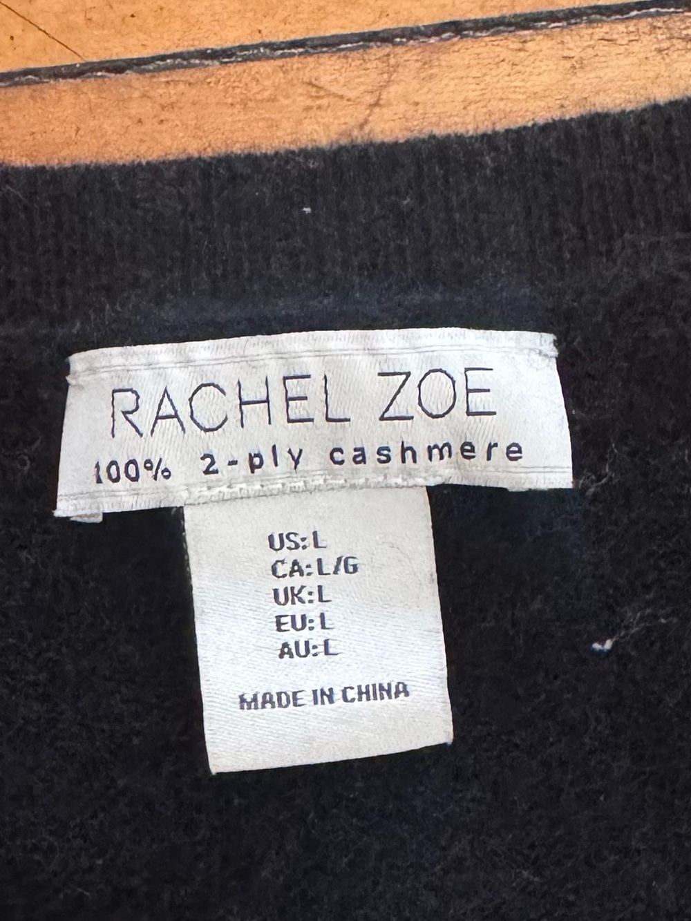 Rachel Zoe 100% 2 Ply Cashmere Black Sweater Vest large sleeveless crewneck - Picture 3 of 5